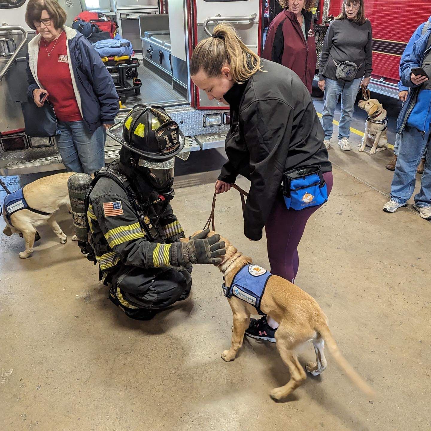 Lead for the Blind dog at a fire station